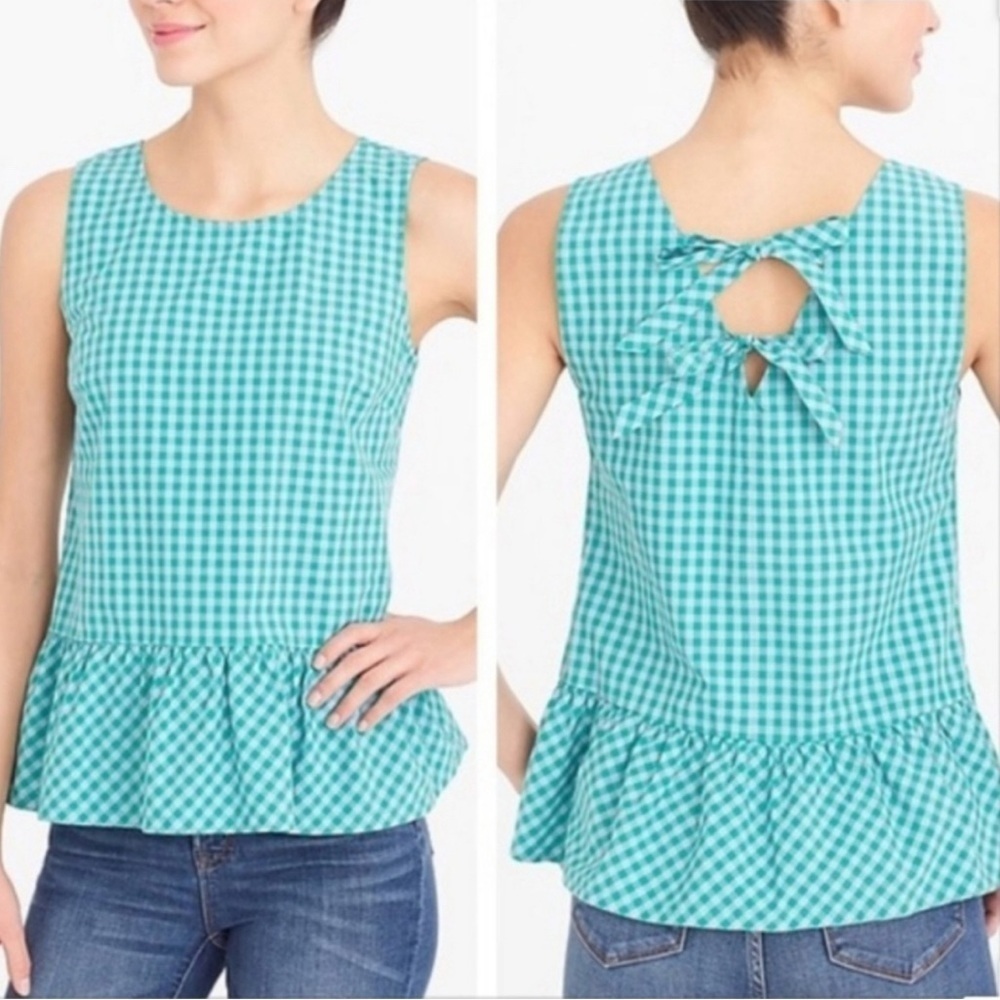 J. Crew Printed bow-back peplum tank top Sz Small